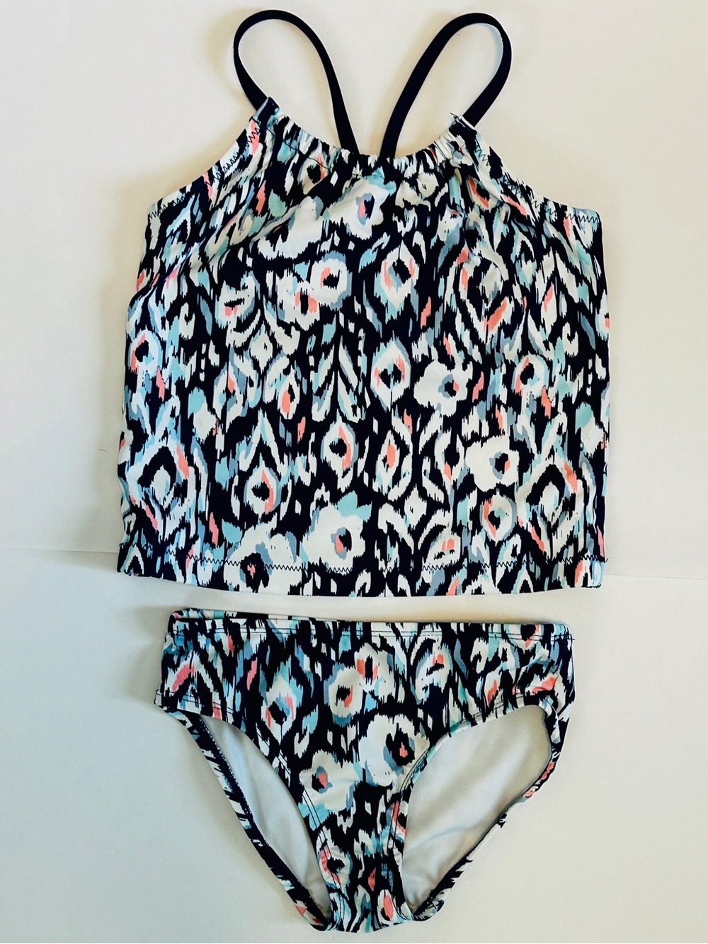 EUC OshKosh Bigosh Girls' Navy Floral Tankini Two-Piece Swimsuit in Size 4T - Picture 2 of 6